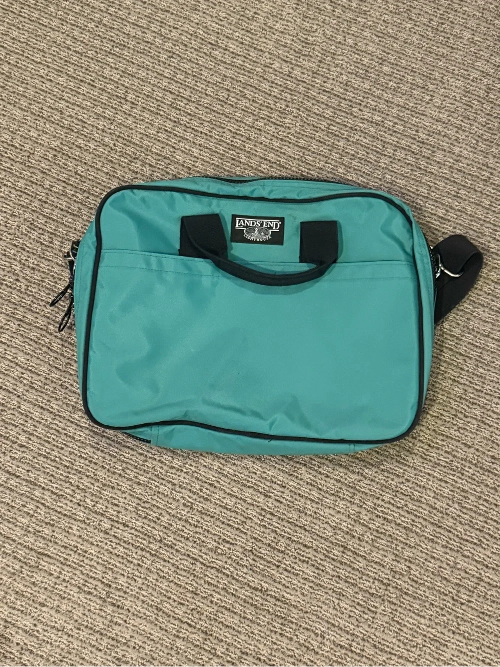 Lands' End Teal Laptop Briefcase with Black Trim